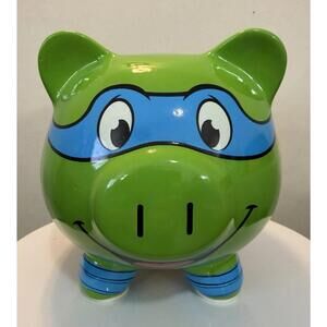 Viacom TMNT Leo Coin Piggy Bank Ceramic Porcelain Save Money Shelf